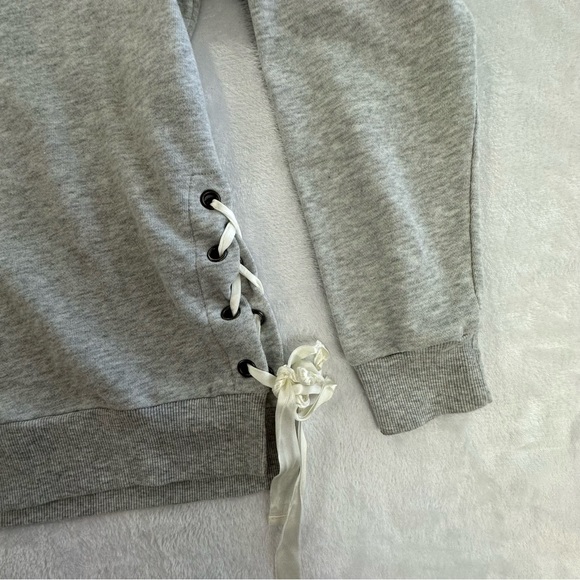 AERIE Gray Lace Up Sides Sweatshirt Size large - Picture 8 of 16